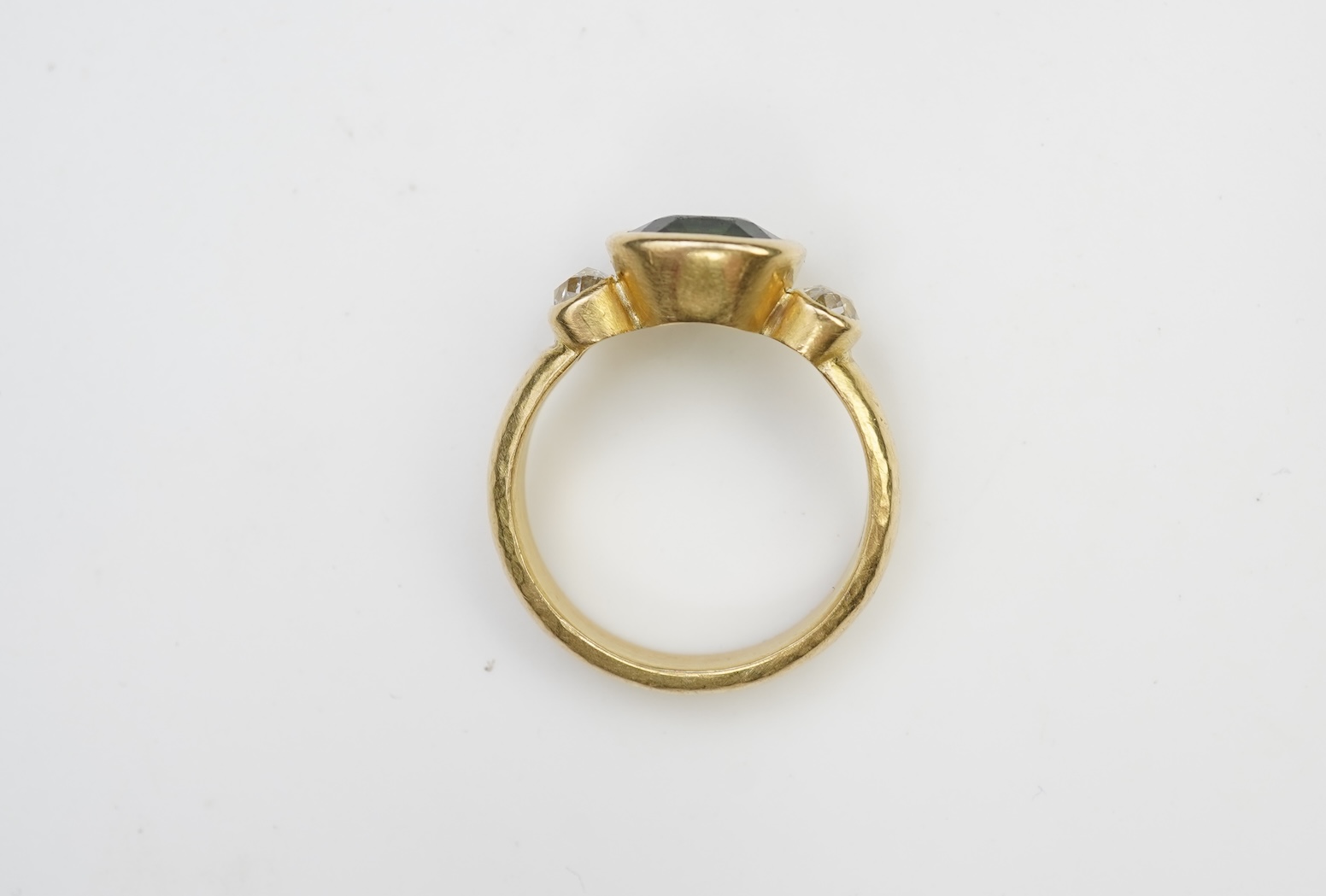 A green tourmaline and diamond ring